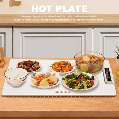 Electric Warming Tray with Adjustable Temperature for Parties & Family Gatherings - Fast Heating Silicone Plate