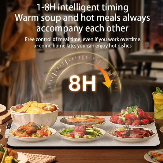 TINSOL Portable Silicone Food Warmer Pad with 8 Temperature Settings for Meal Insulation and Heating