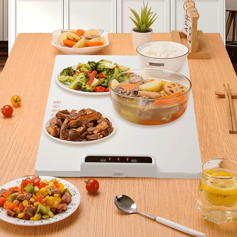 Electric Warming Tray with Adjustable Temperature for Parties & Family Gatherings - Fast Heating Silicone Plate